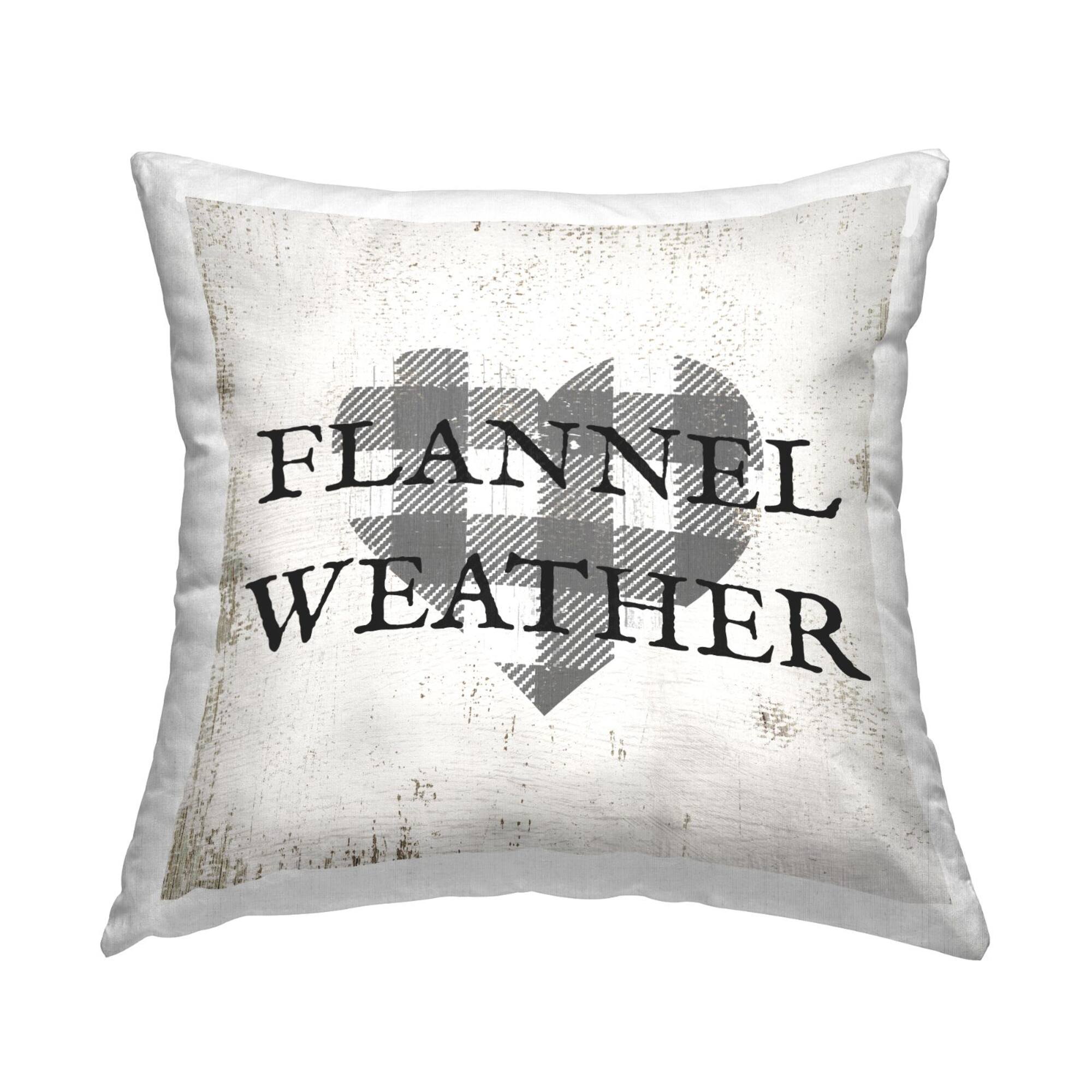Stupell Industries Flannel Weather Vintage Plaid Heart Shape Throw Pillow, 18" x 18"